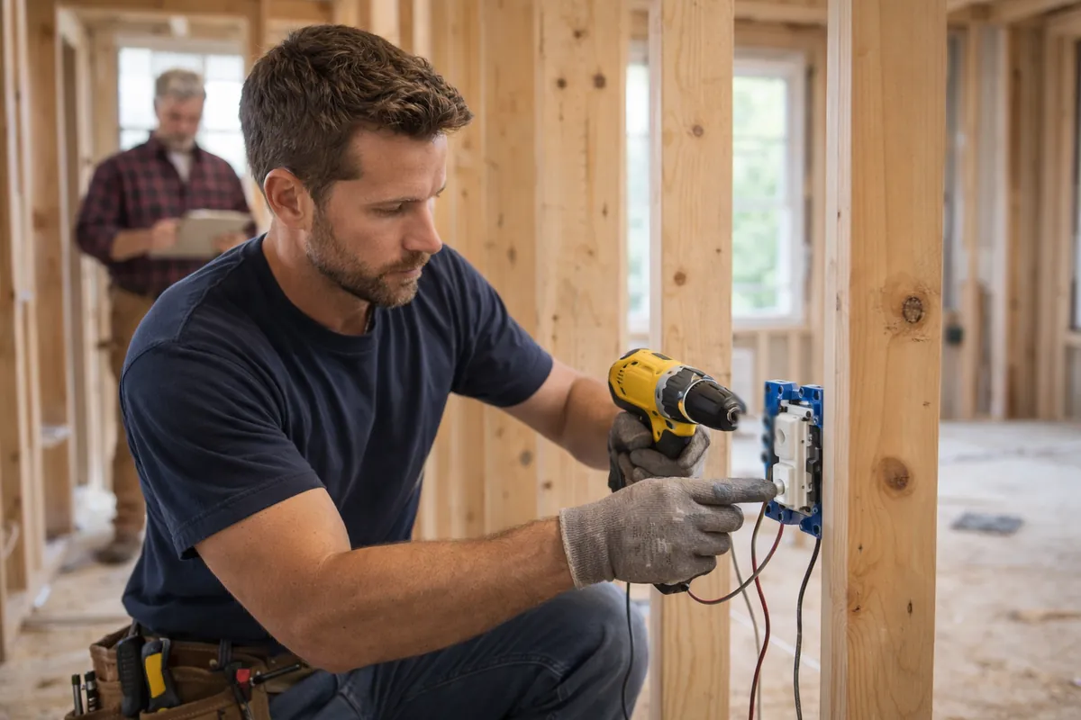 Electrician performing safe circuit and panel testing